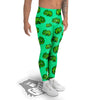 8 Bit Pixel Green Chameleons Print Pattern Men's Leggings-grizzshop