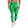 8 Bit Pixel Green Chameleons Print Pattern Men's Leggings-grizzshop