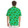 8 Bit Pixel Green Chameleons Print Pattern Men's Short Sleeve Shirts-grizzshop