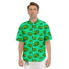 8 Bit Pixel Green Chameleons Print Pattern Men's Short Sleeve Shirts-grizzshop