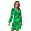 8 Bit Pixel Green Chameleons Print Pattern Women's Robe-grizzshop