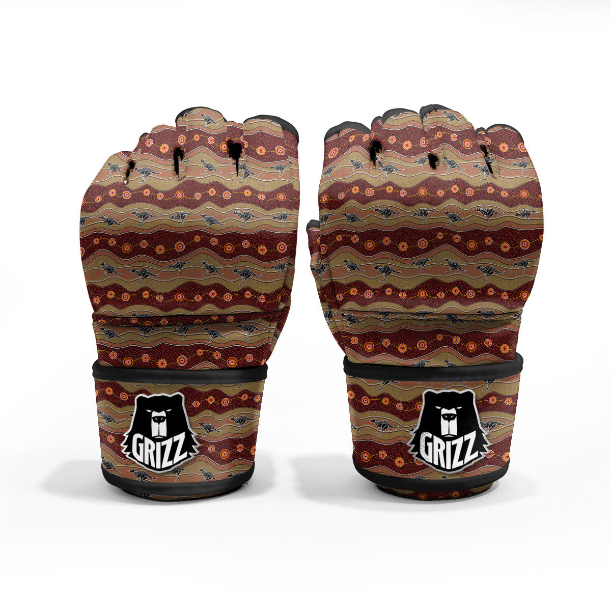 Aboriginal Australian Kangaroo Print MMA Gloves-grizzshop
