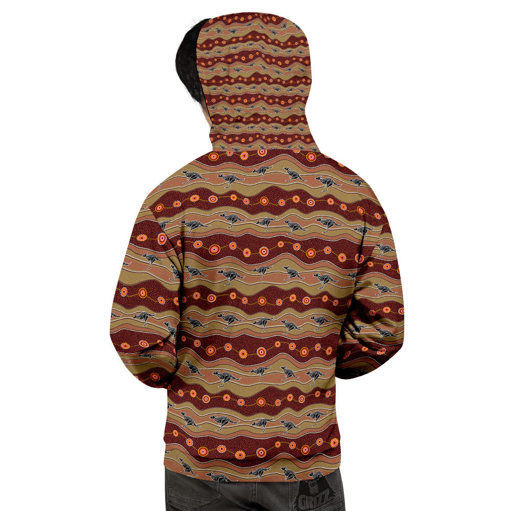Aboriginal Australian Kangaroo Print Men's Hoodie-grizzshop