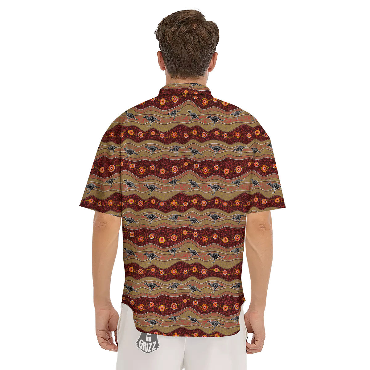 Aboriginal Australian Kangaroo Print Men's Short Sleeve Shirts-grizzshop