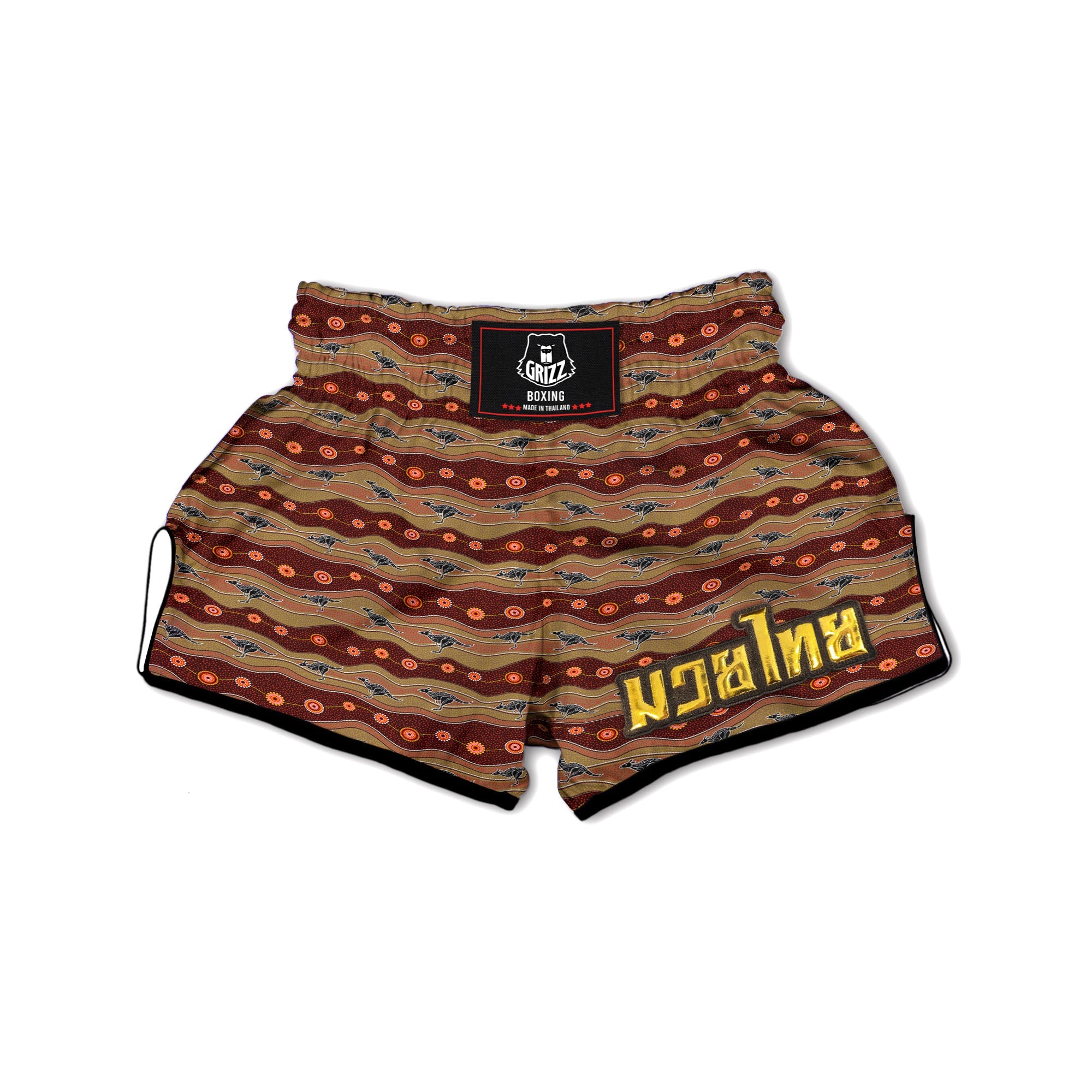 Aboriginal Australian Kangaroo Print Muay Thai Boxing Shorts-grizzshop