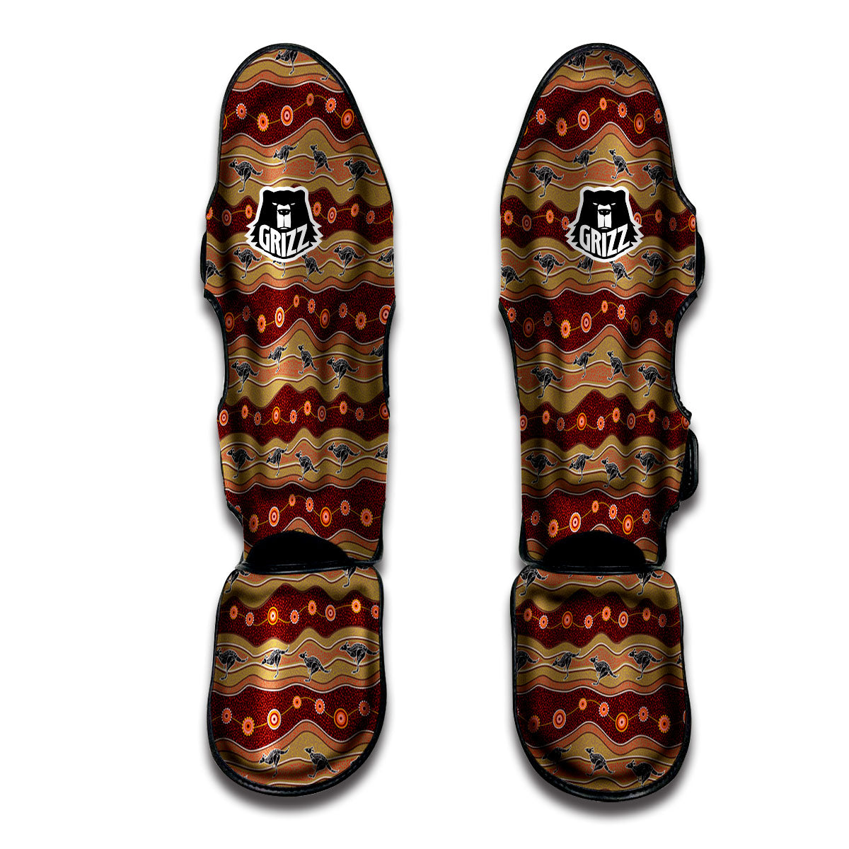 Aboriginal Australian Kangaroo Print Muay Thai Shin Guards-grizzshop