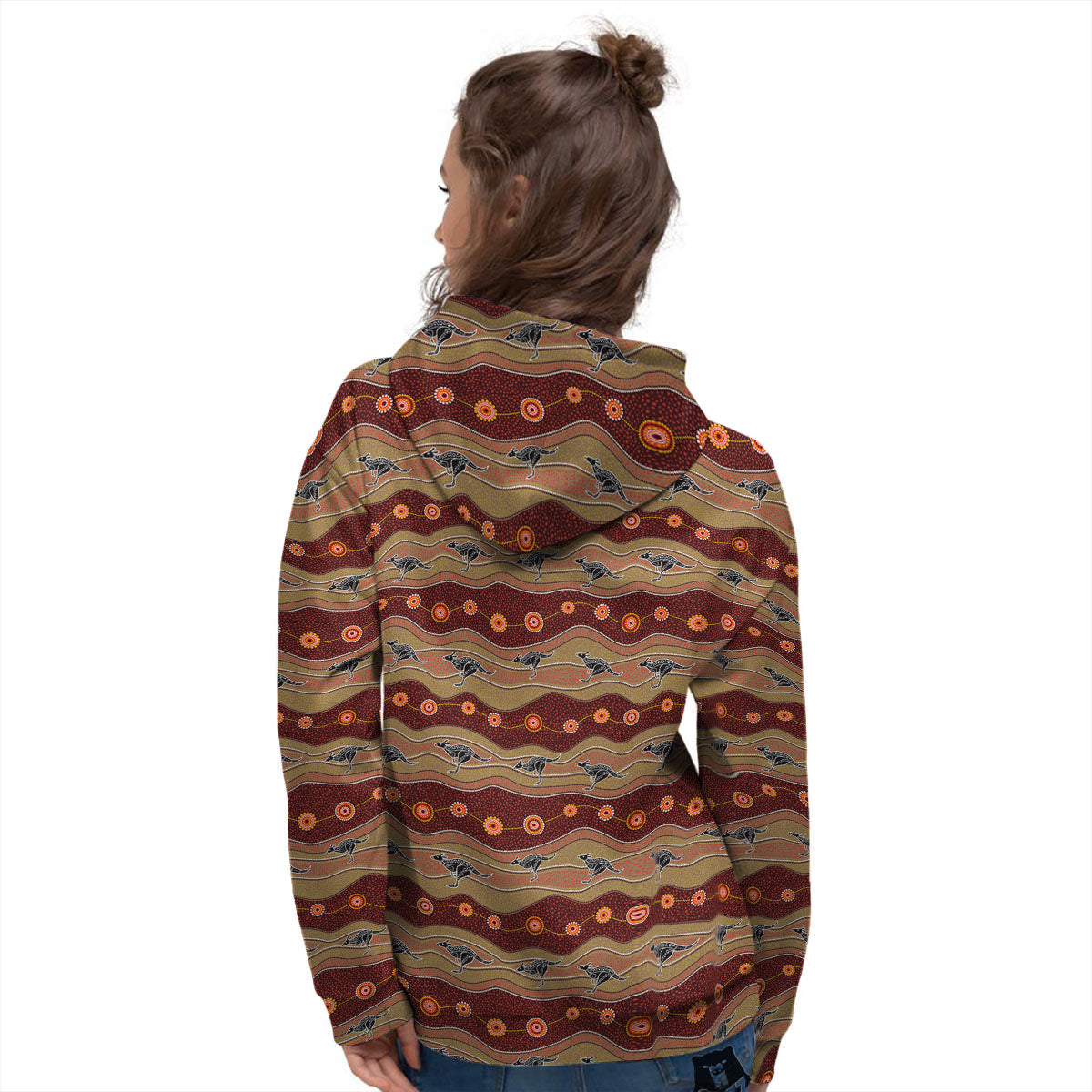 Aboriginal Australian Kangaroo Print Women's Hoodie-grizzshop