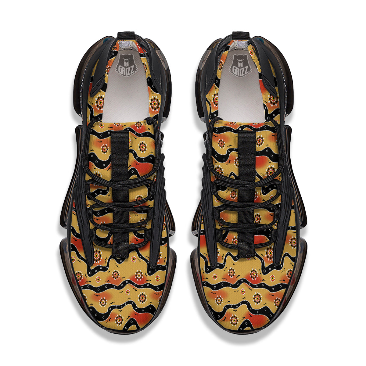 Aboriginal Australian Print Pattern Black Gym Shoes-grizzshop
