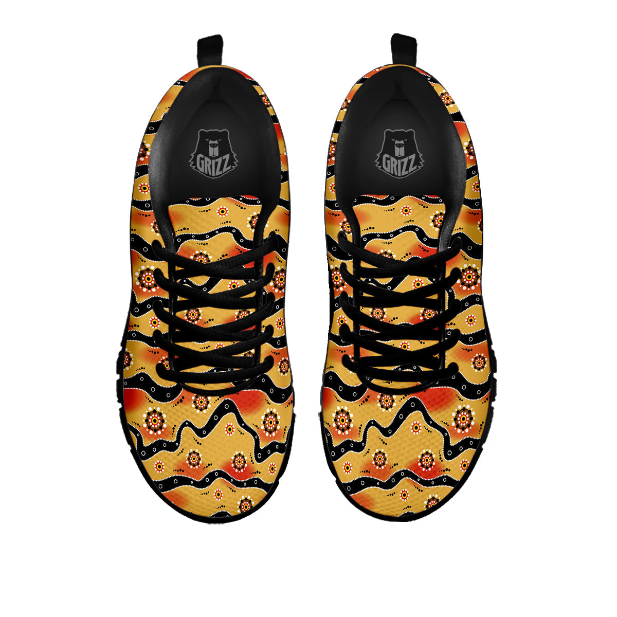 Aboriginal Australian Print Pattern Black Sneaker-grizzshop