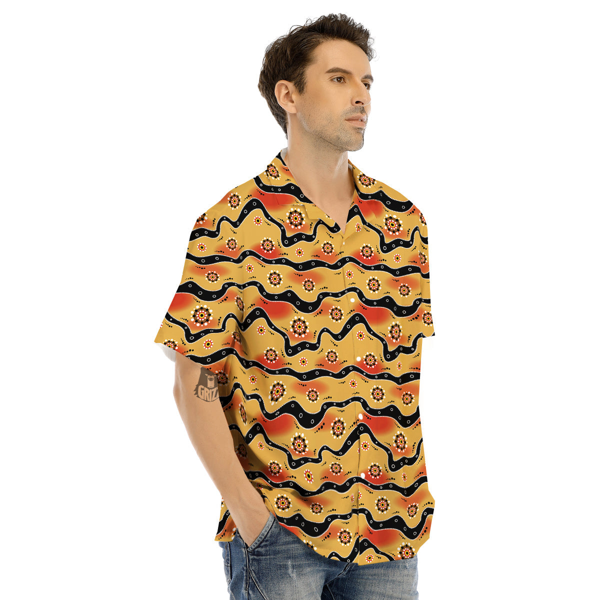 Aboriginal Australian Print Pattern Men's Hawaiian Shirt-grizzshop