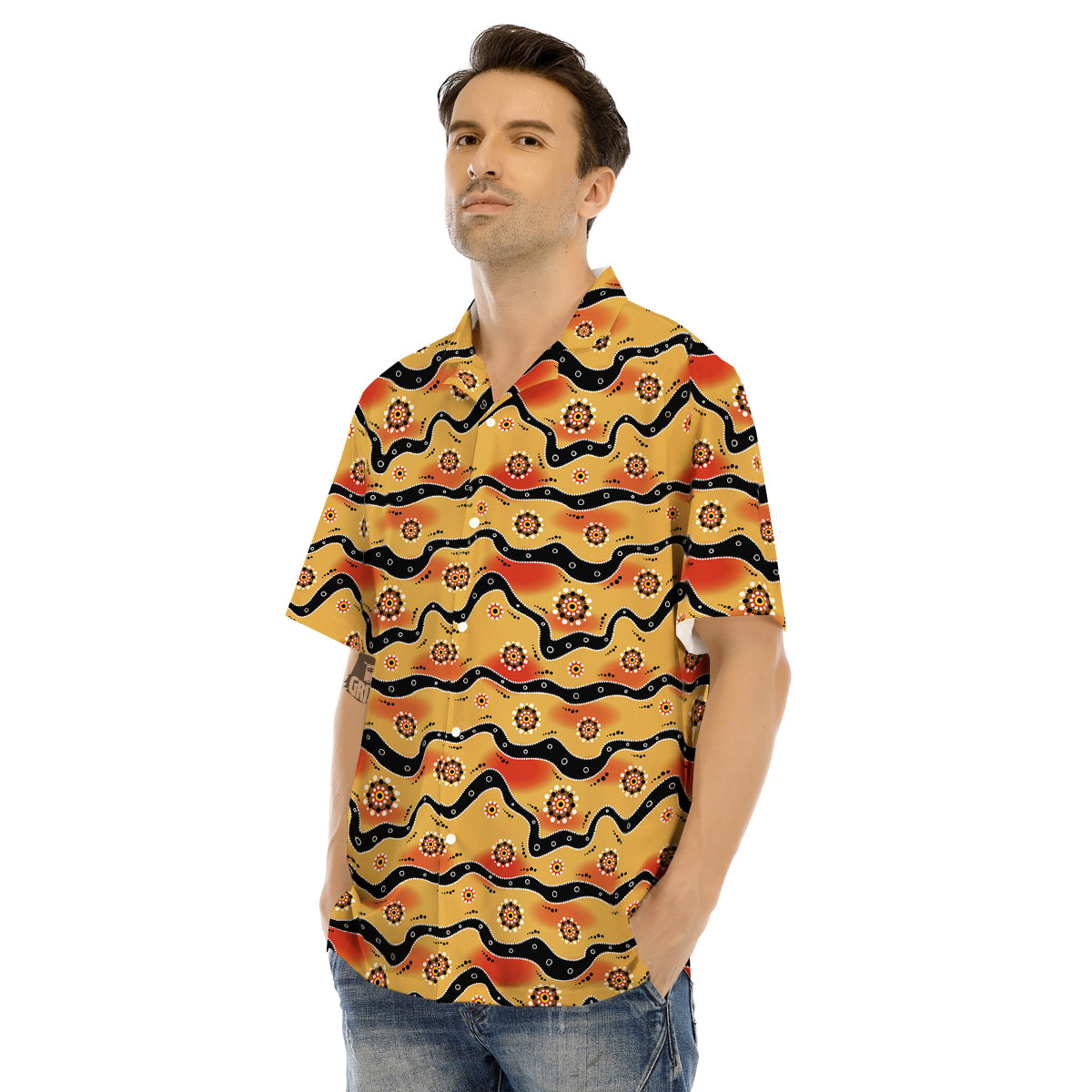 Aboriginal Australian Print Pattern Men's Hawaiian Shirt-grizzshop