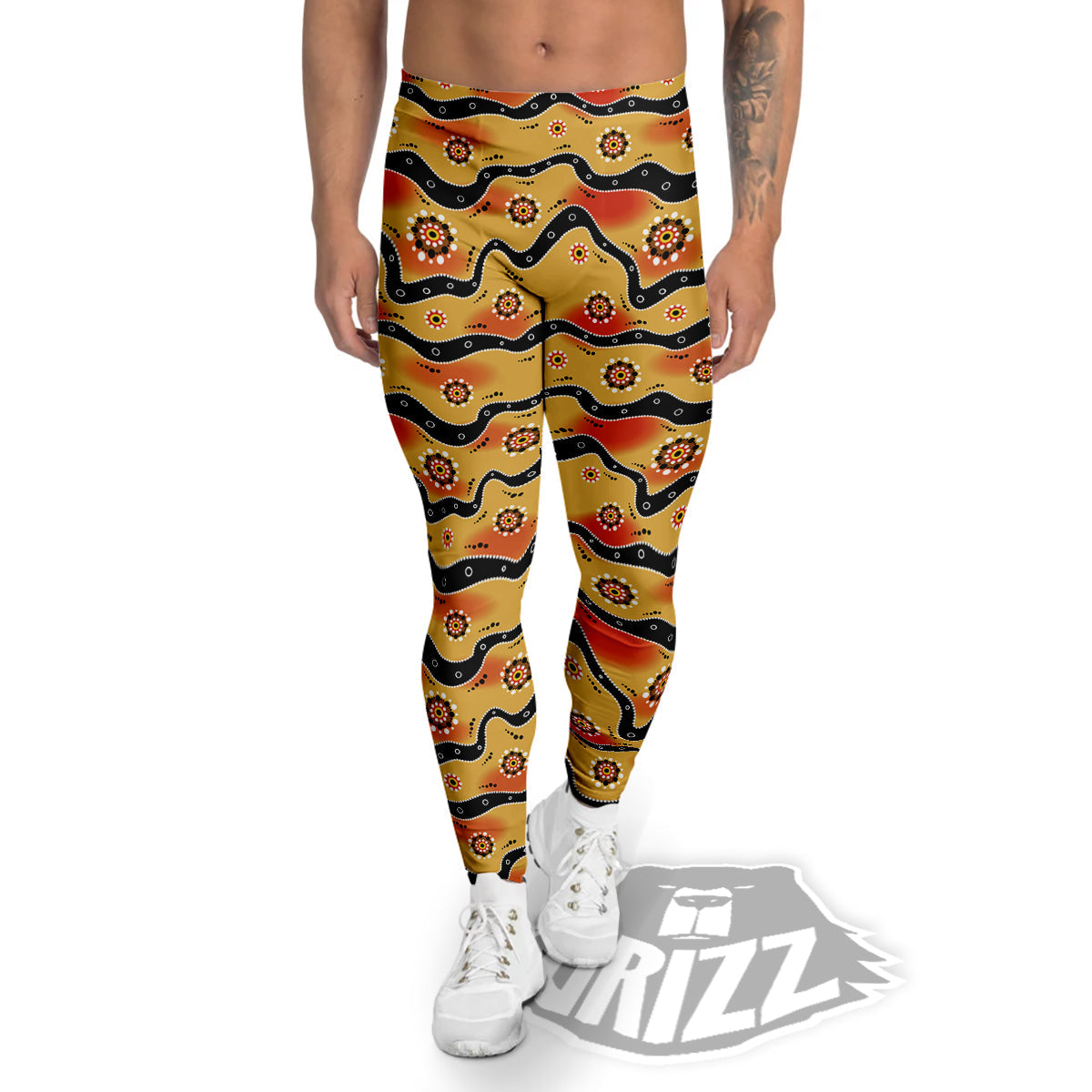 Aboriginal Australian Print Pattern Men's Leggings-grizzshop