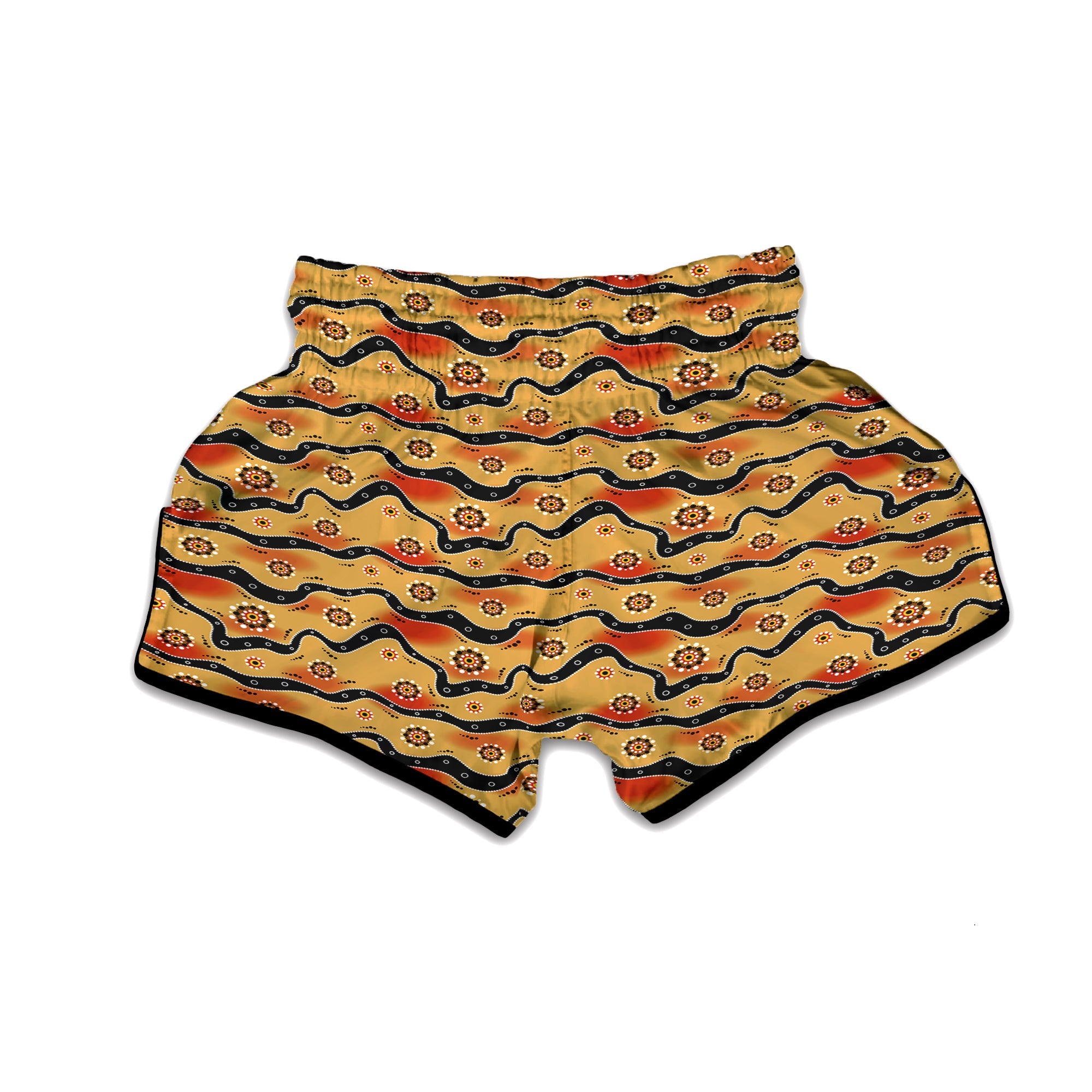 Aboriginal Australian Print Pattern Muay Thai Boxing Shorts-grizzshop