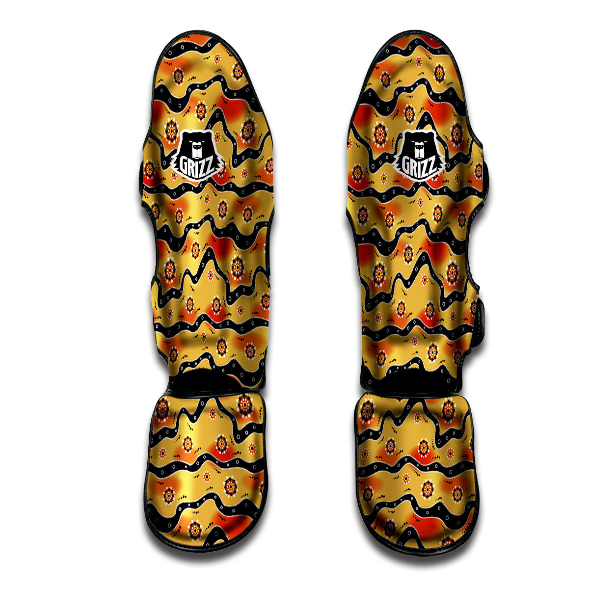 Aboriginal Australian Print Pattern Muay Thai Shin Guards-grizzshop