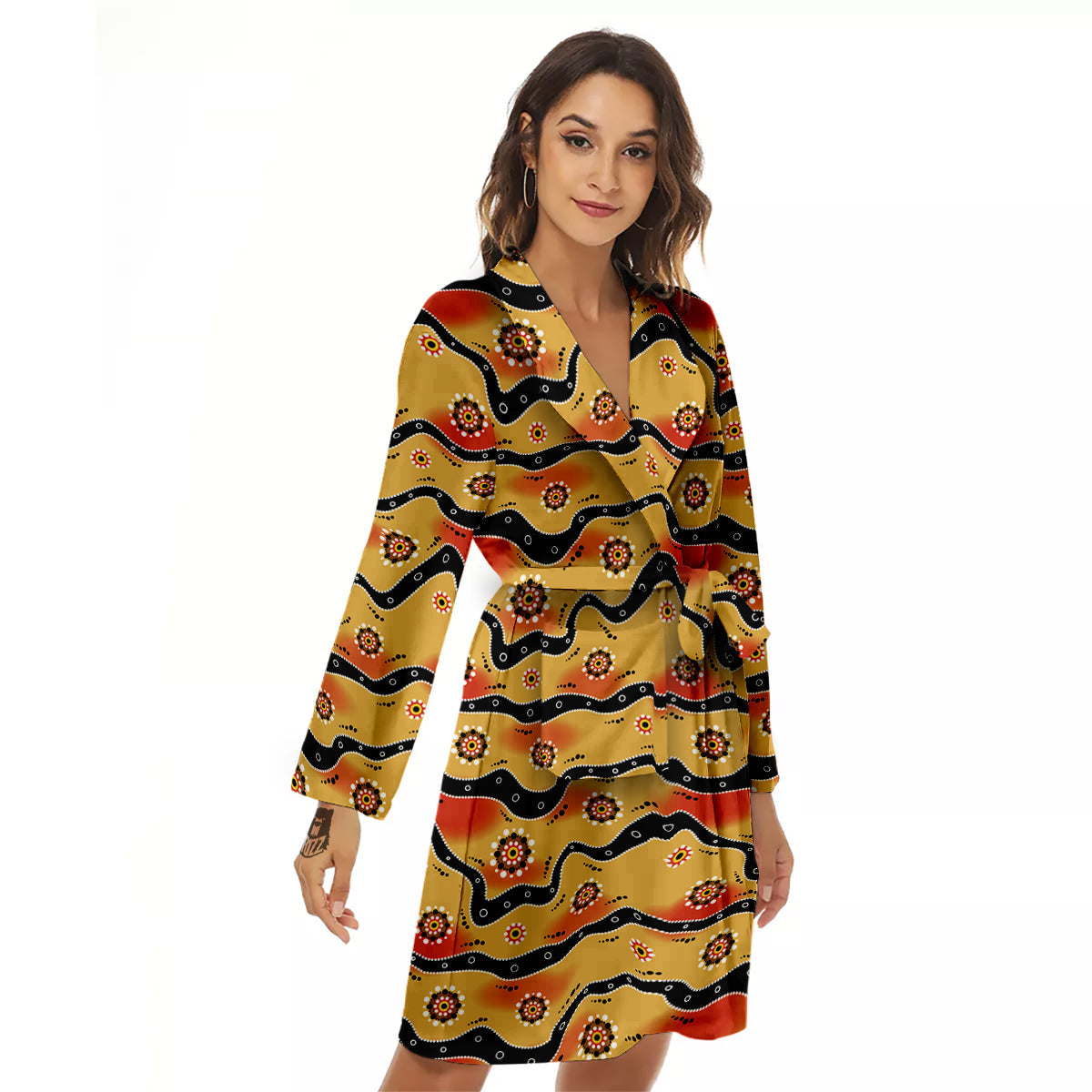 Aboriginal Australian Print Pattern Women's Robe-grizzshop