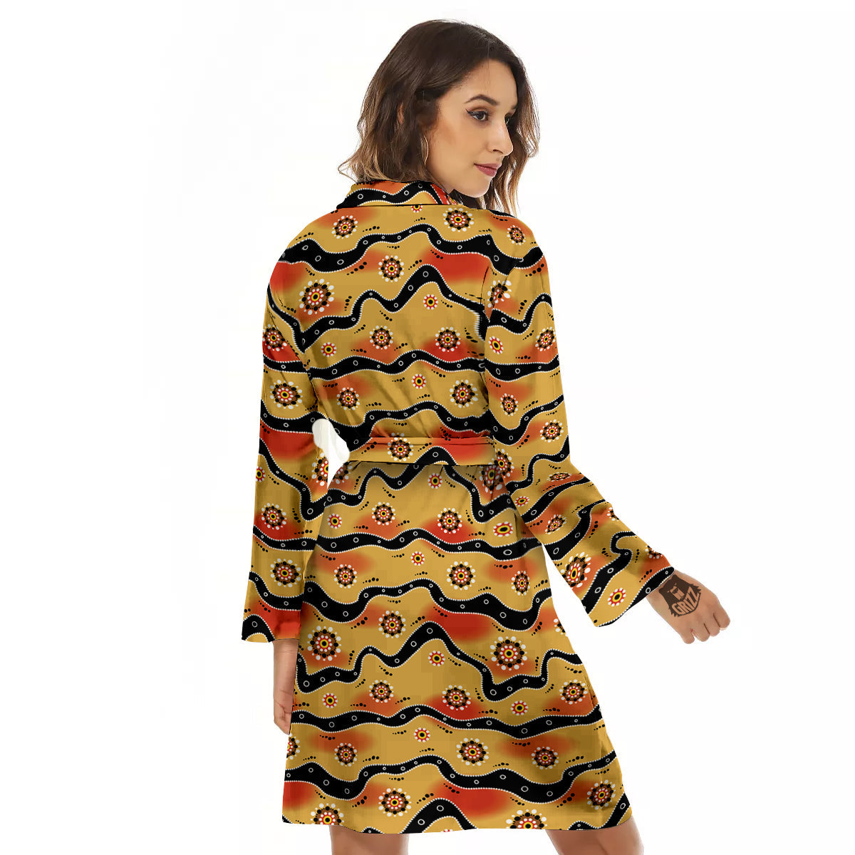 Aboriginal Australian Print Pattern Women's Robe-grizzshop