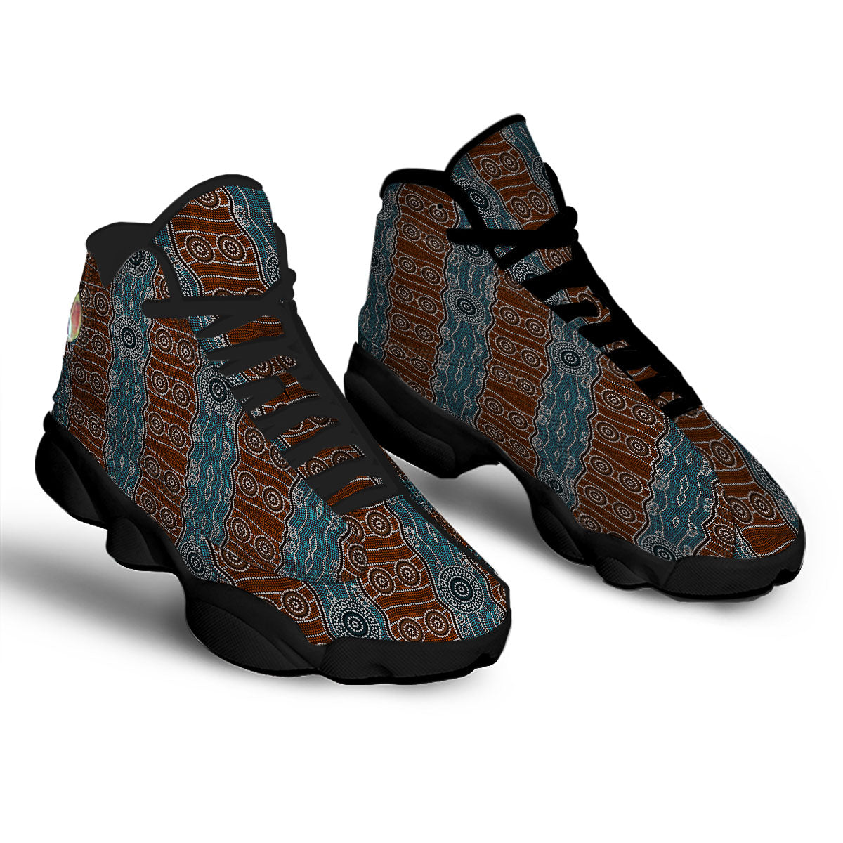 Aboriginal Dot Australia River Print Black Basketball Shoes-grizzshop