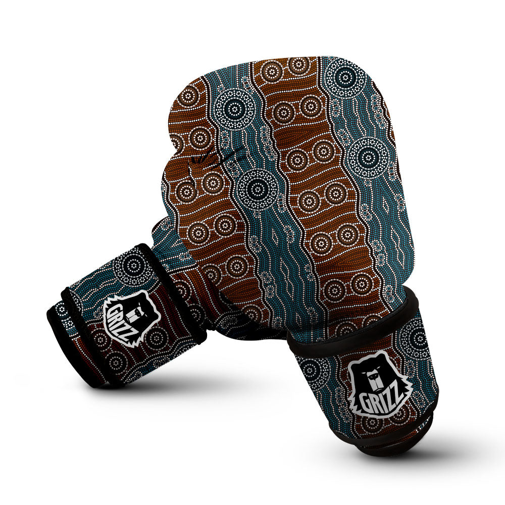 Aboriginal Dot Australia River Print Boxing Gloves-grizzshop