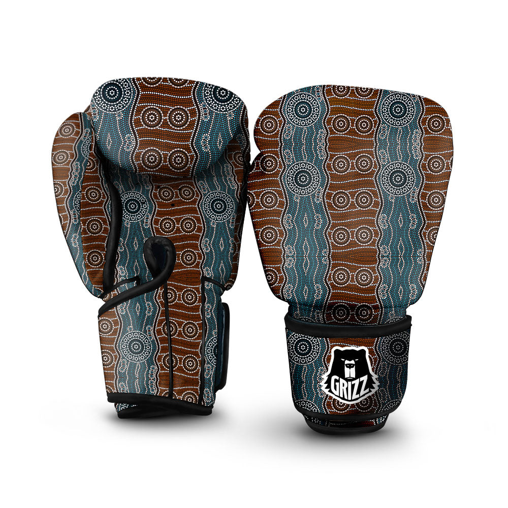 Aboriginal Dot Australia River Print Boxing Gloves-grizzshop