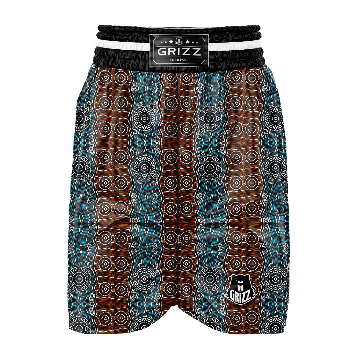 Aboriginal Dot Australia River Print Boxing Shorts-grizzshop