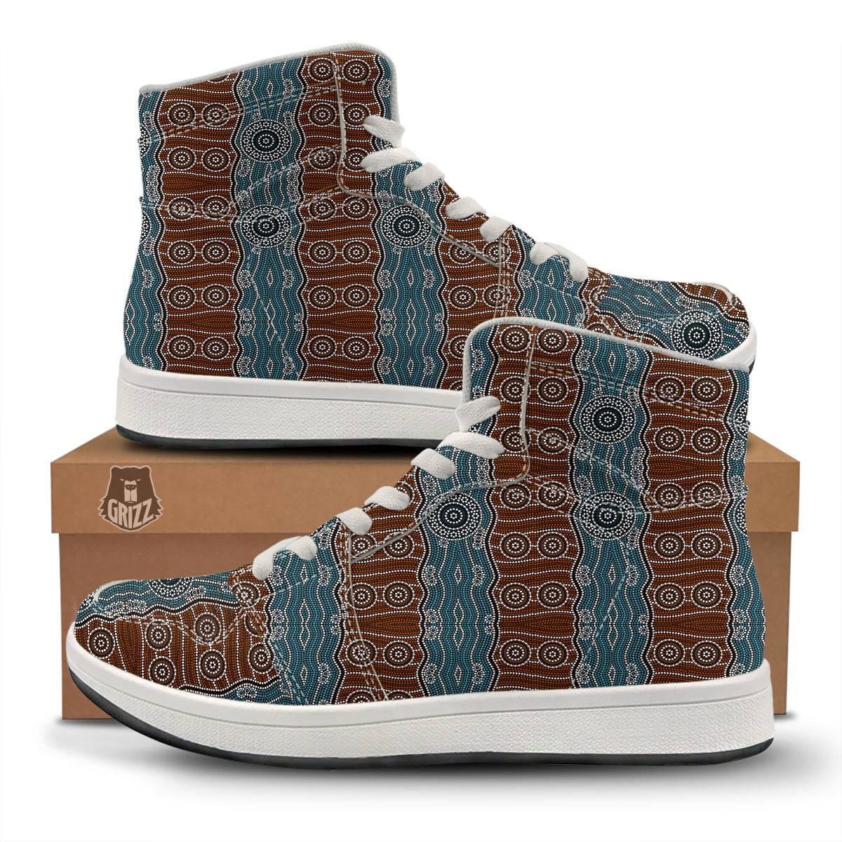 Aboriginal Dot Australia River Print High Top Sneakers-grizzshop