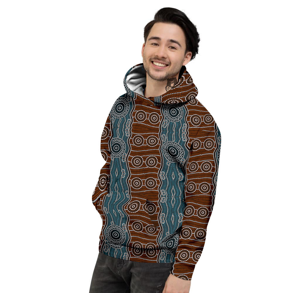 Aboriginal Dot Australia River Print Men's Hoodie-grizzshop