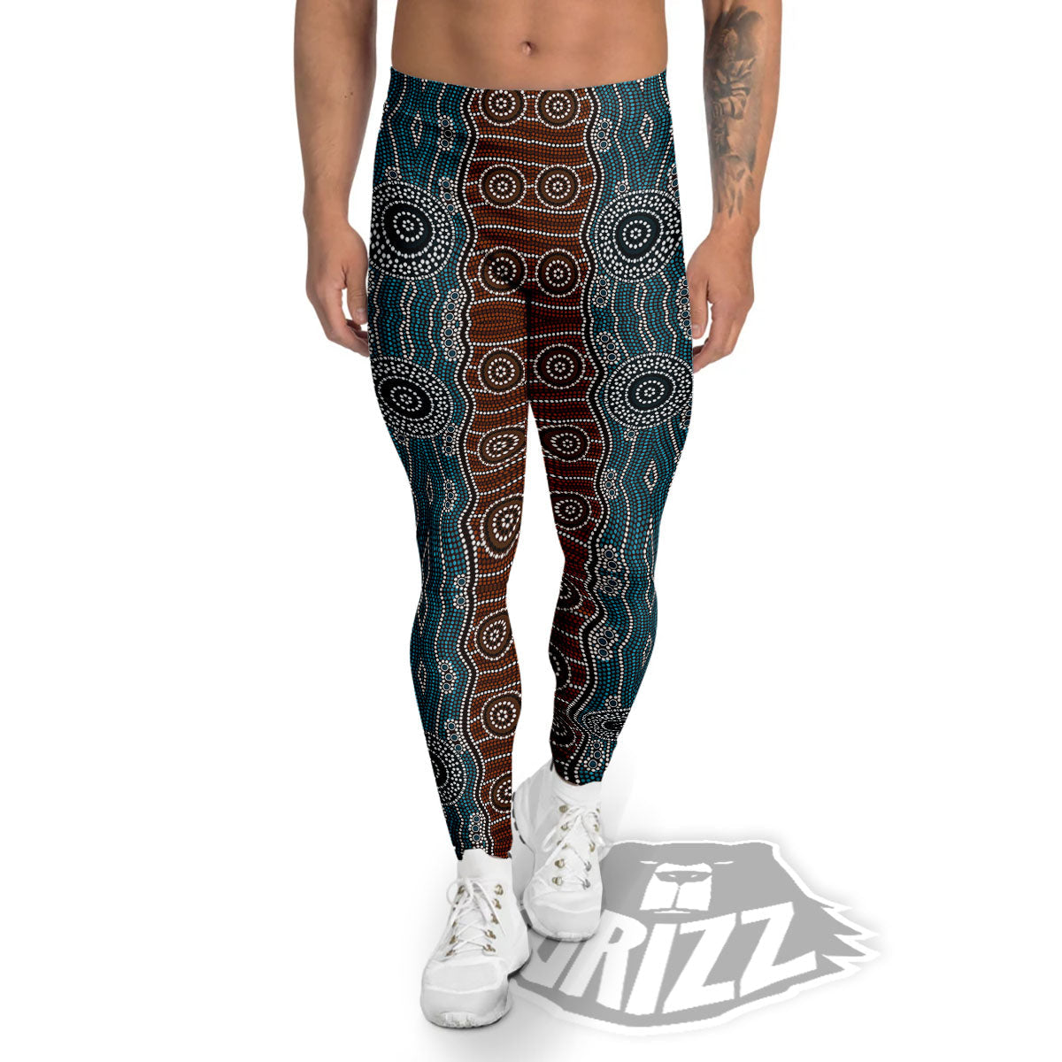 Aboriginal Dot Australia River Print Men's Leggings-grizzshop
