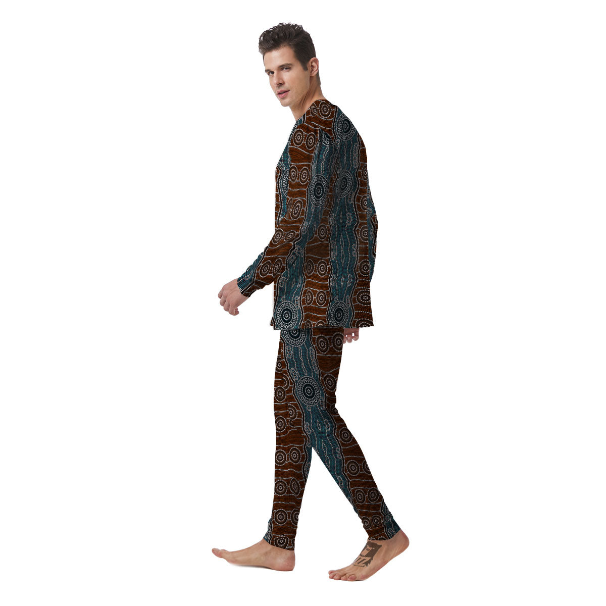 Aboriginal Dot Australia River Print Men's Pajamas-grizzshop