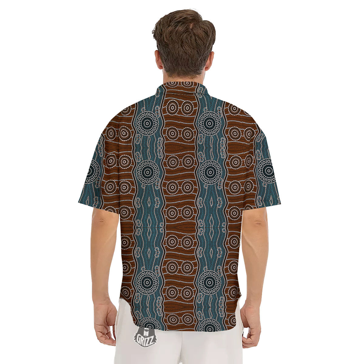 Aboriginal Dot Australia River Print Men's Short Sleeve Shirts-grizzshop