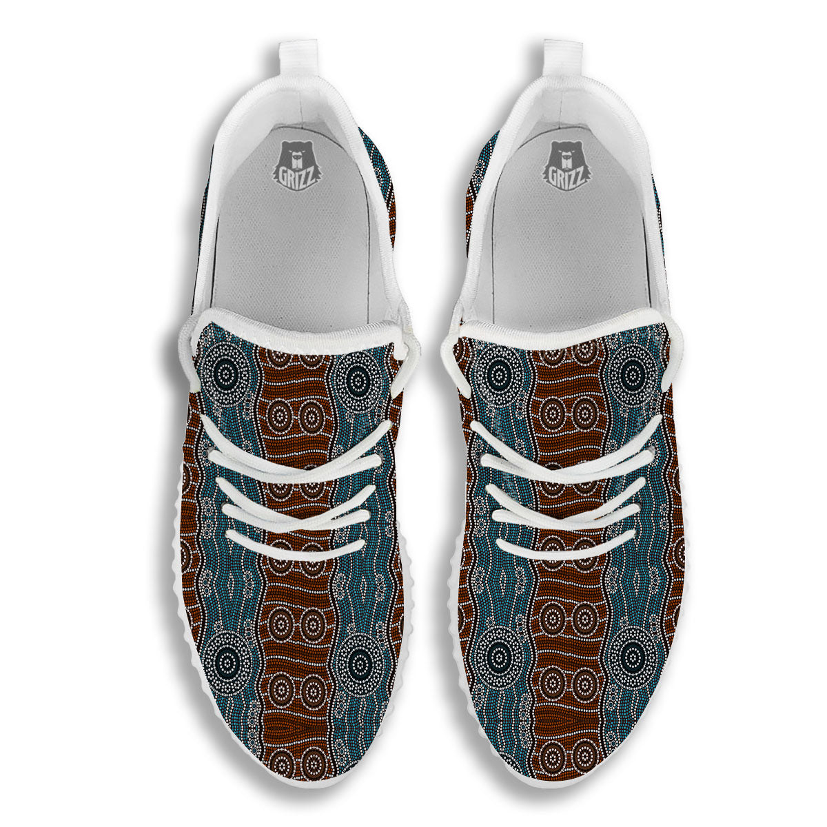 Aboriginal Dot Australia River Print White Walking Shoes-grizzshop