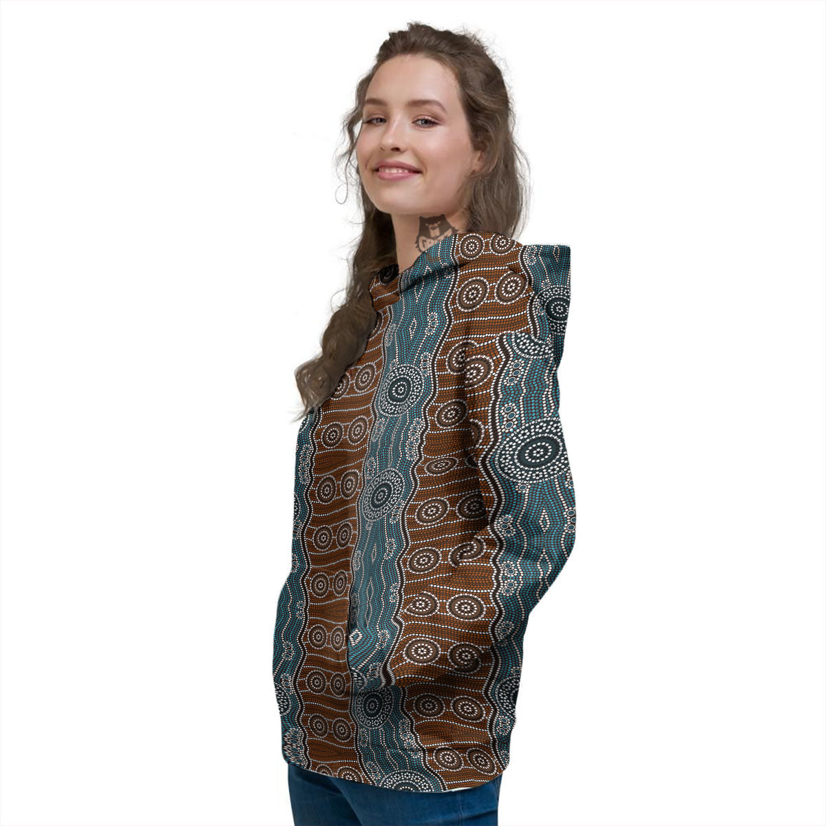 Aboriginal Dot Australia River Print Women's Hoodie-grizzshop