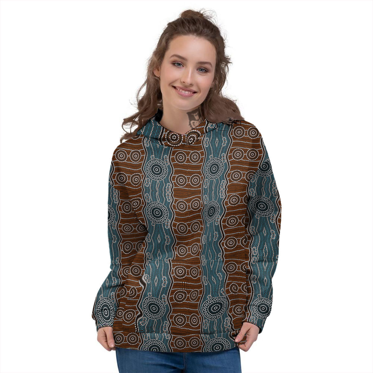 Aboriginal Dot Australia River Print Women's Hoodie-grizzshop