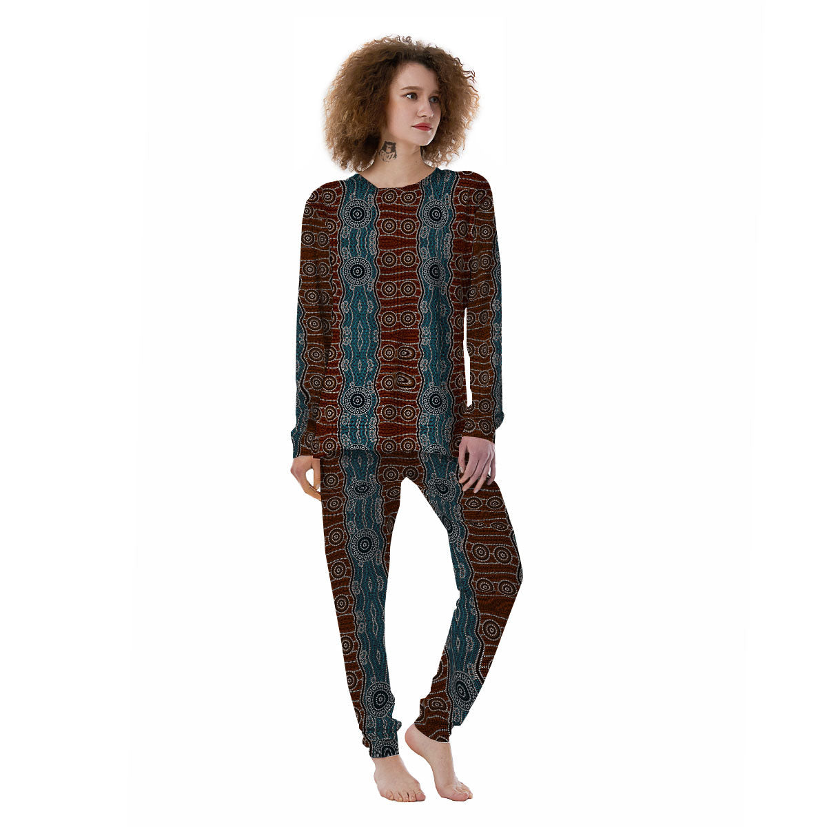 Aboriginal Dot Australia River Print Women's Pajamas-grizzshop