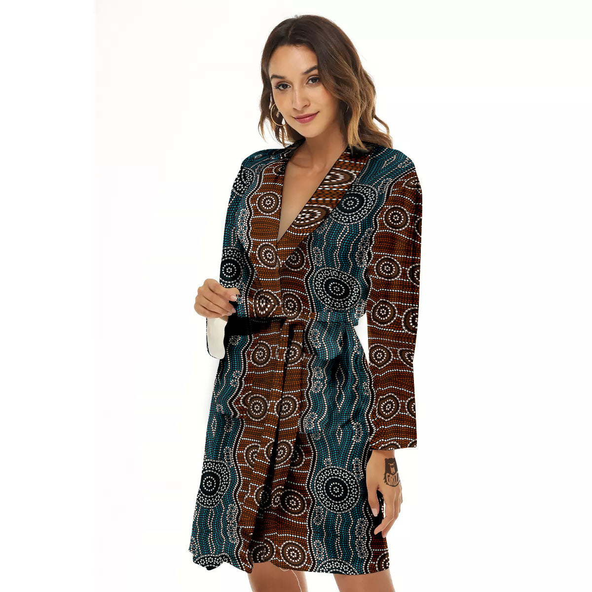 Aboriginal Dot Australia River Print Women's Robe-grizzshop