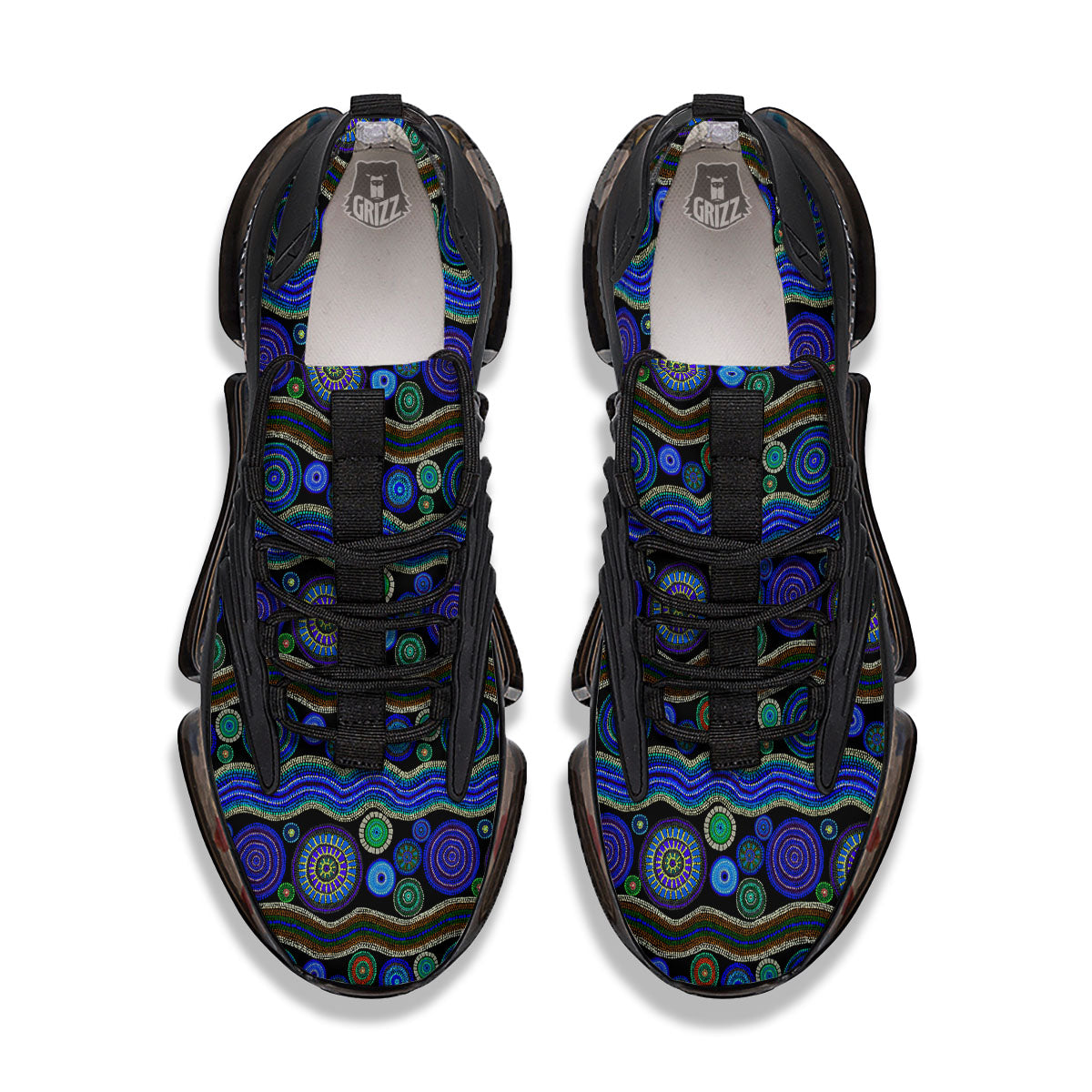Aboriginal Dot Australian Print Black Gym Shoes-grizzshop