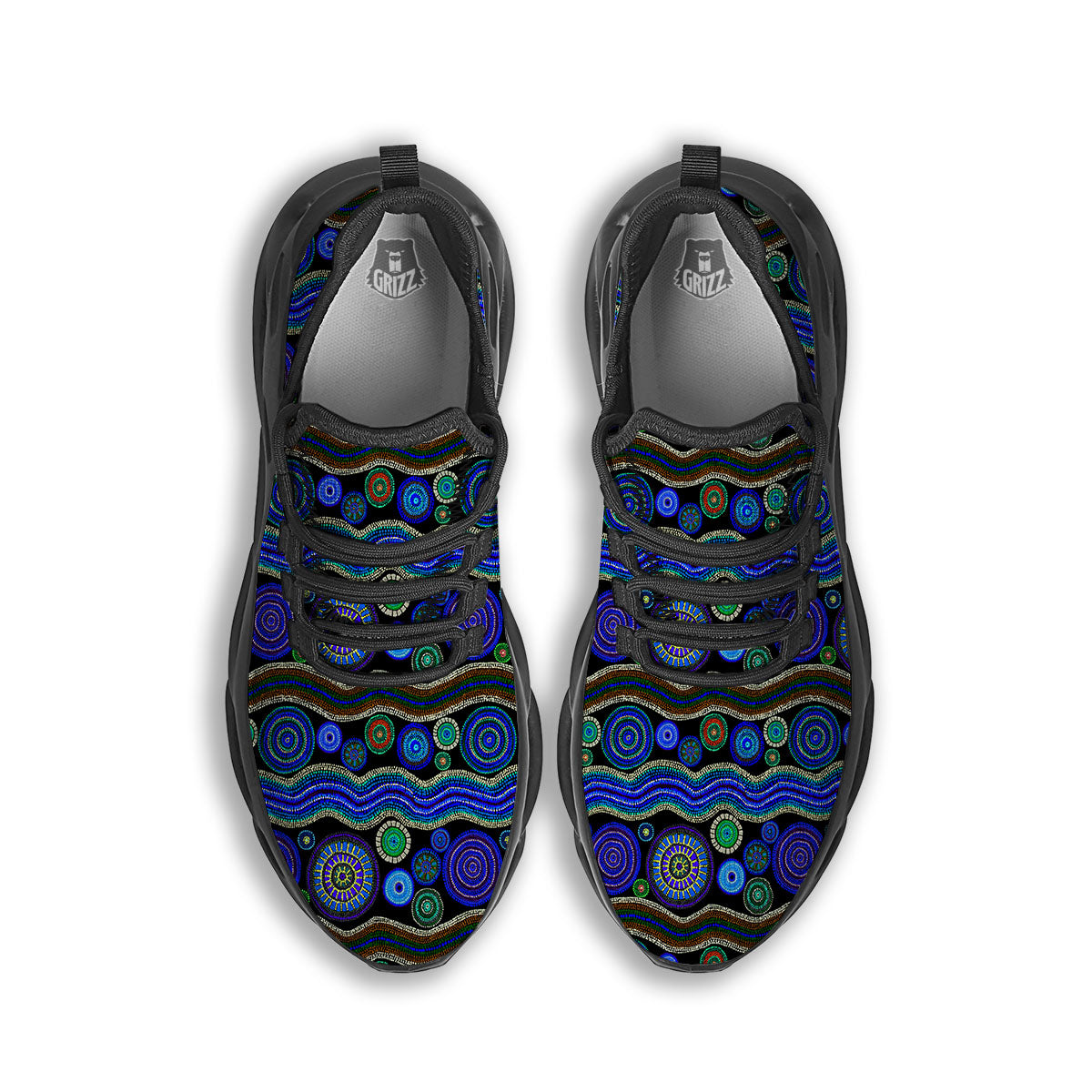 Aboriginal Dot Australian Print Black Running Shoes-grizzshop