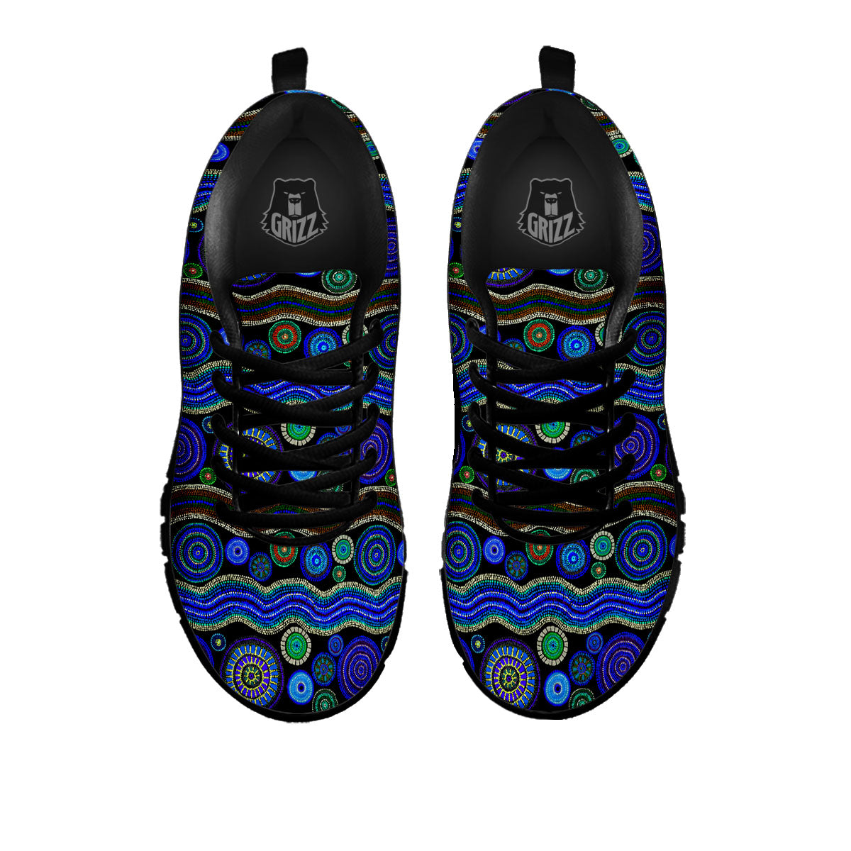 Aboriginal Dot Australian Print Black Sneaker-grizzshop