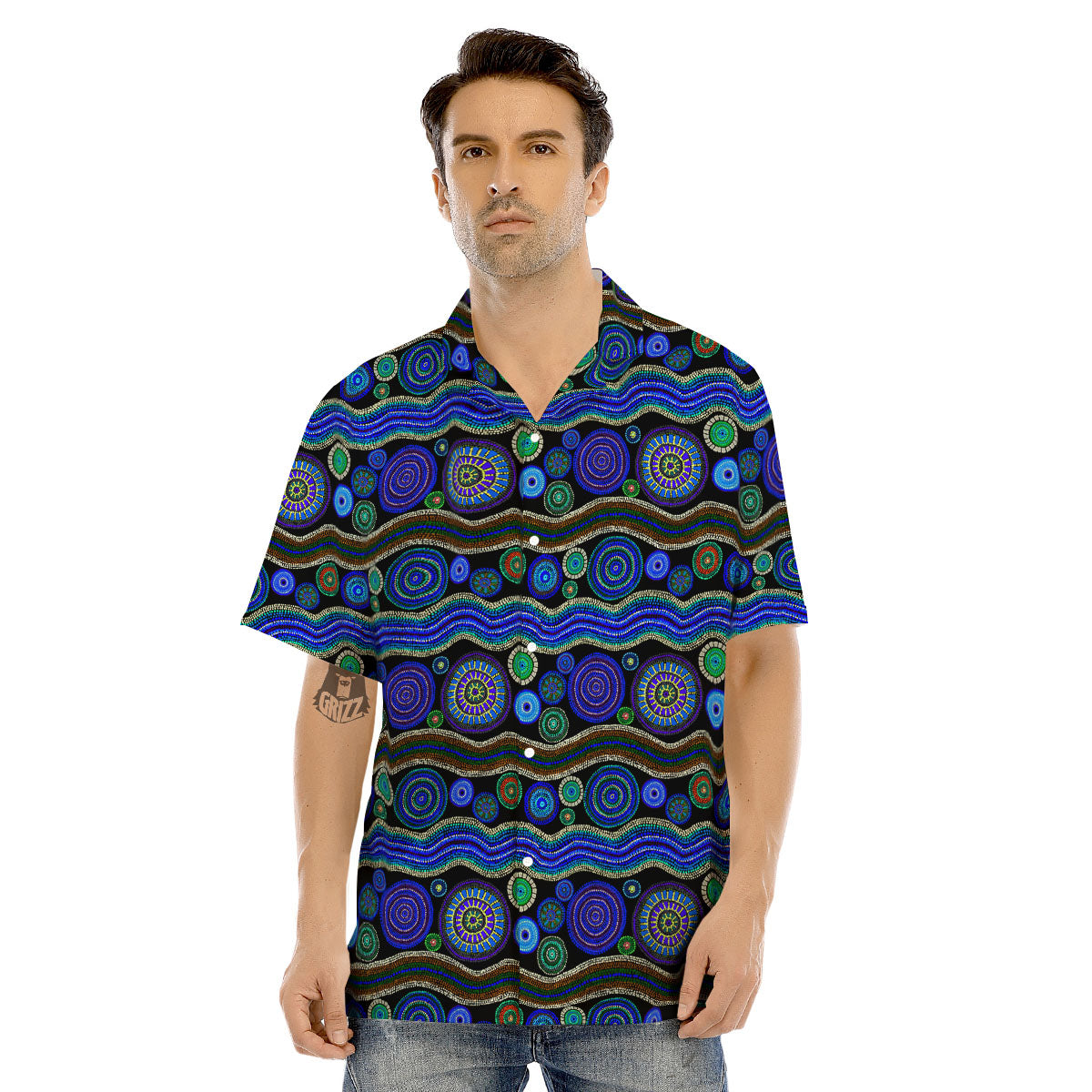 Aboriginal Dot Australian Print Men's Hawaiian Shirt-grizzshop