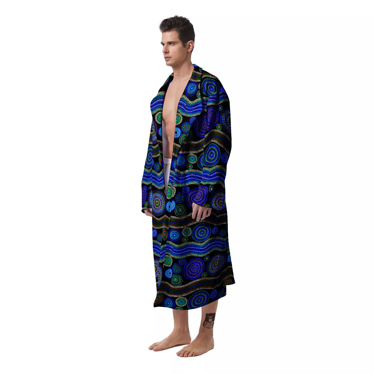 Aboriginal Dot Australian Print Men's Robe-grizzshop