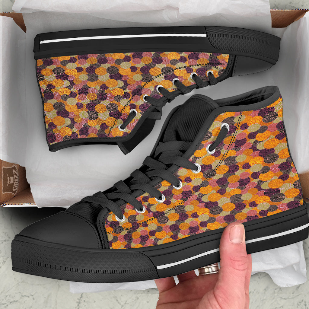 Aboriginal Dot Australian Print Pattern Black High Top Shoes-grizzshop