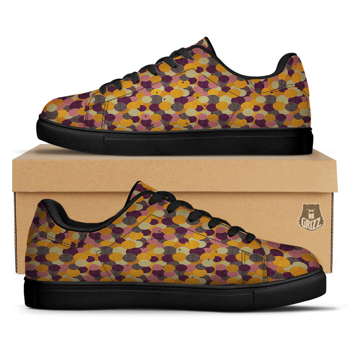 Aboriginal Dot Australian Print Pattern Black Low Top Sneakers-grizzshop