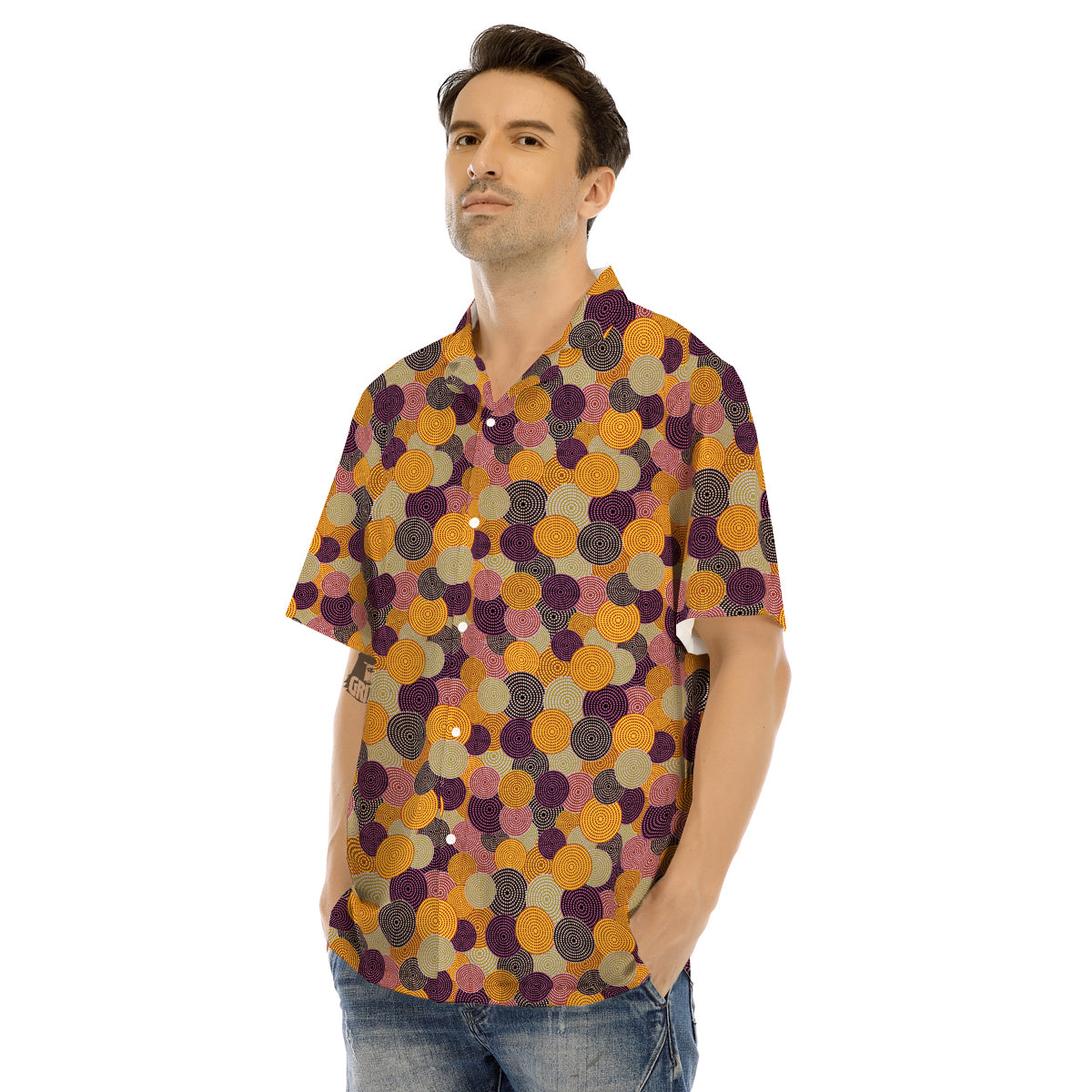 Aboriginal Dot Australian Print Pattern Men's Hawaiian Shirt-grizzshop