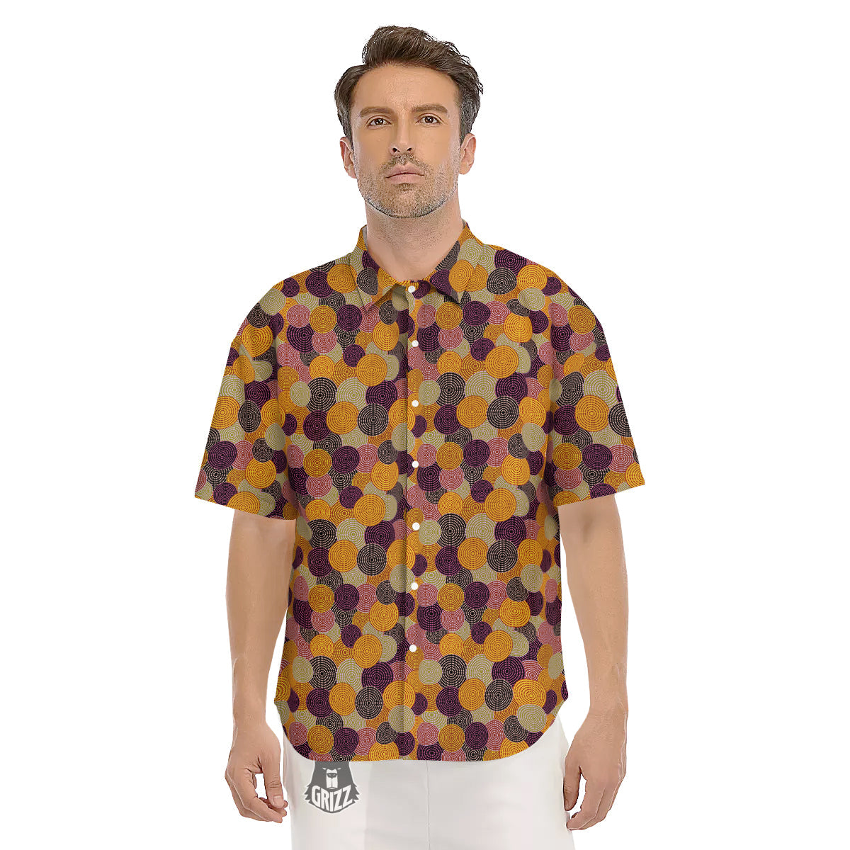 Aboriginal Dot Australian Print Pattern Men's Short Sleeve Shirts-grizzshop