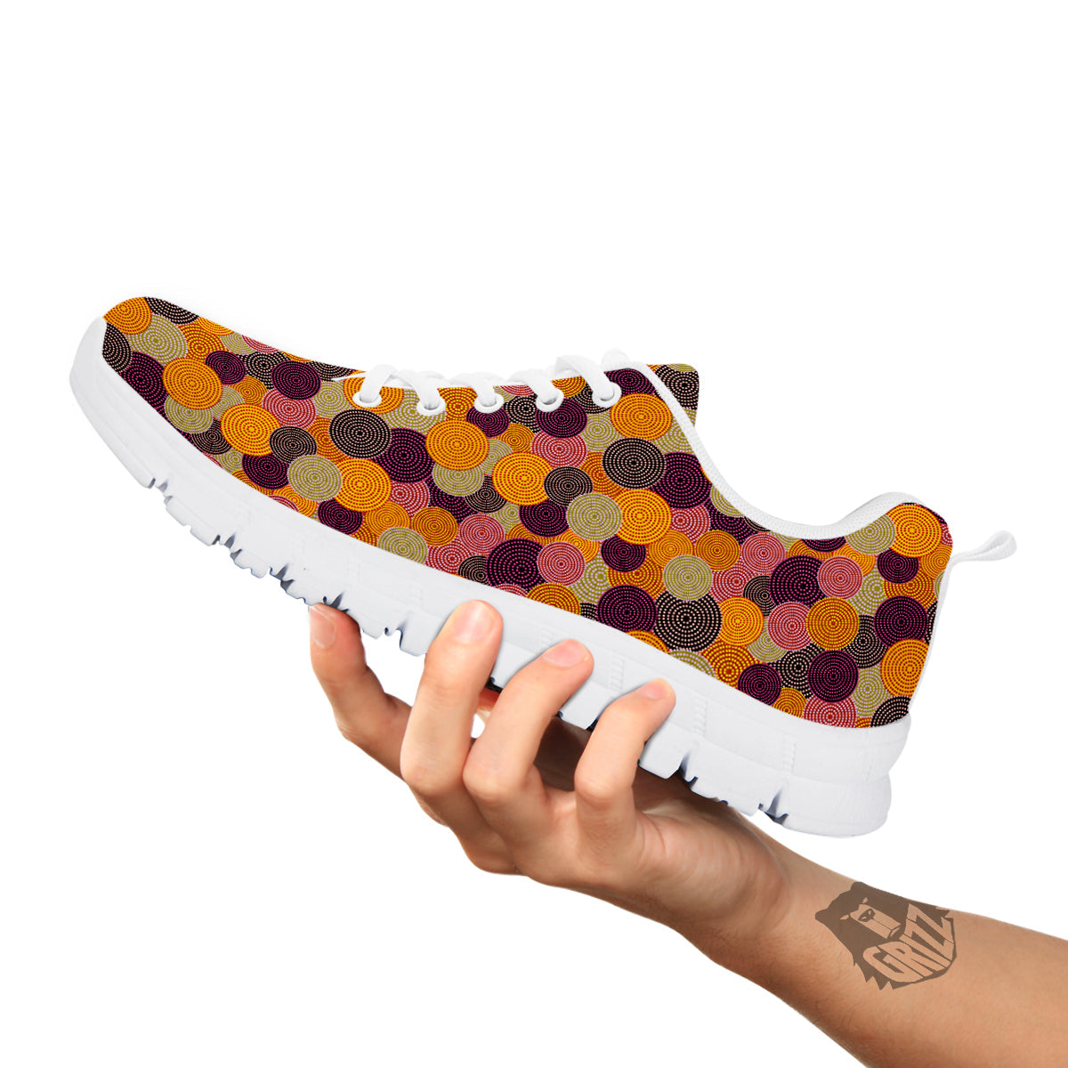 Aboriginal Dot Australian Print Pattern White Sneaker-grizzshop