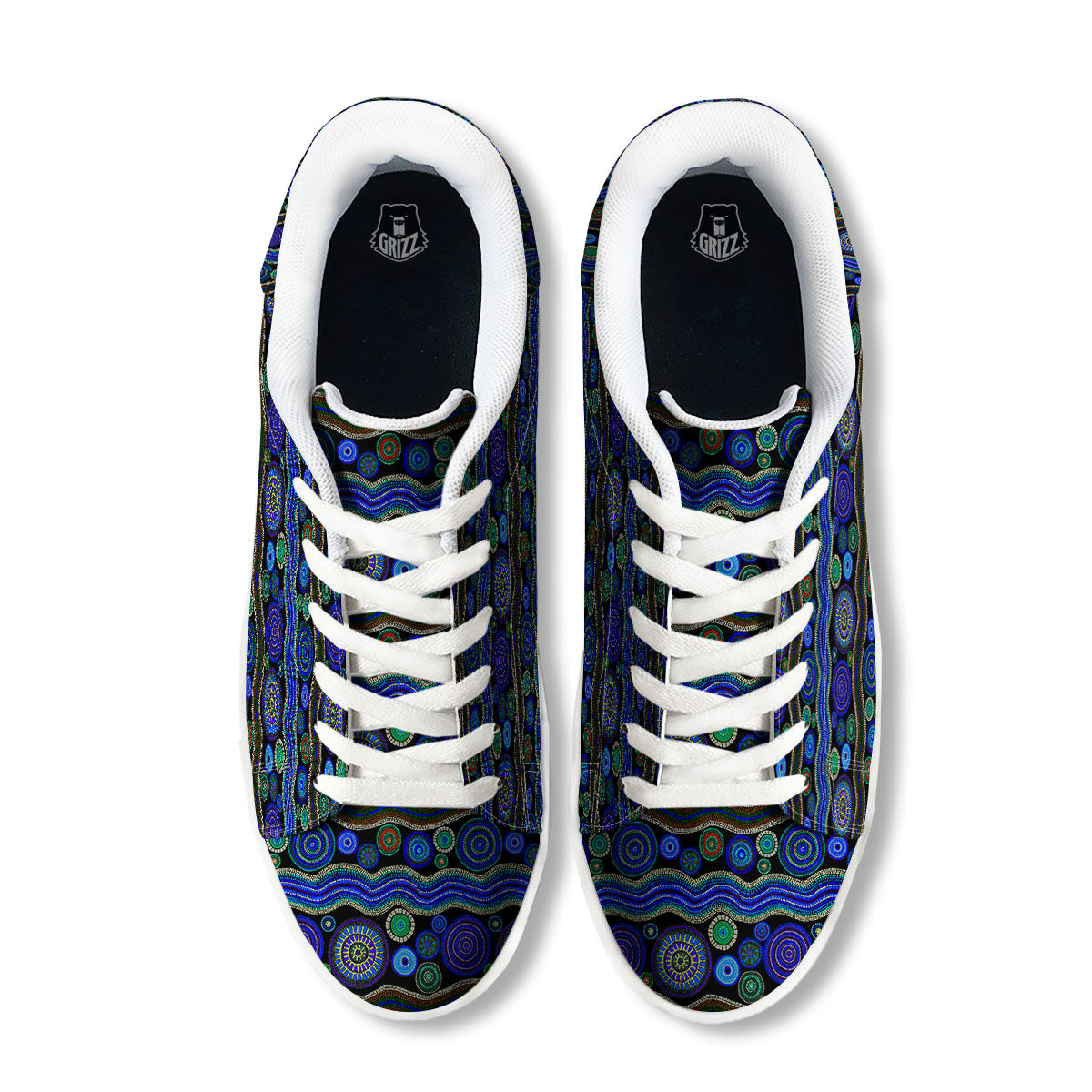 Aboriginal Dot Australian Print White Low Top Sneakers-grizzshop
