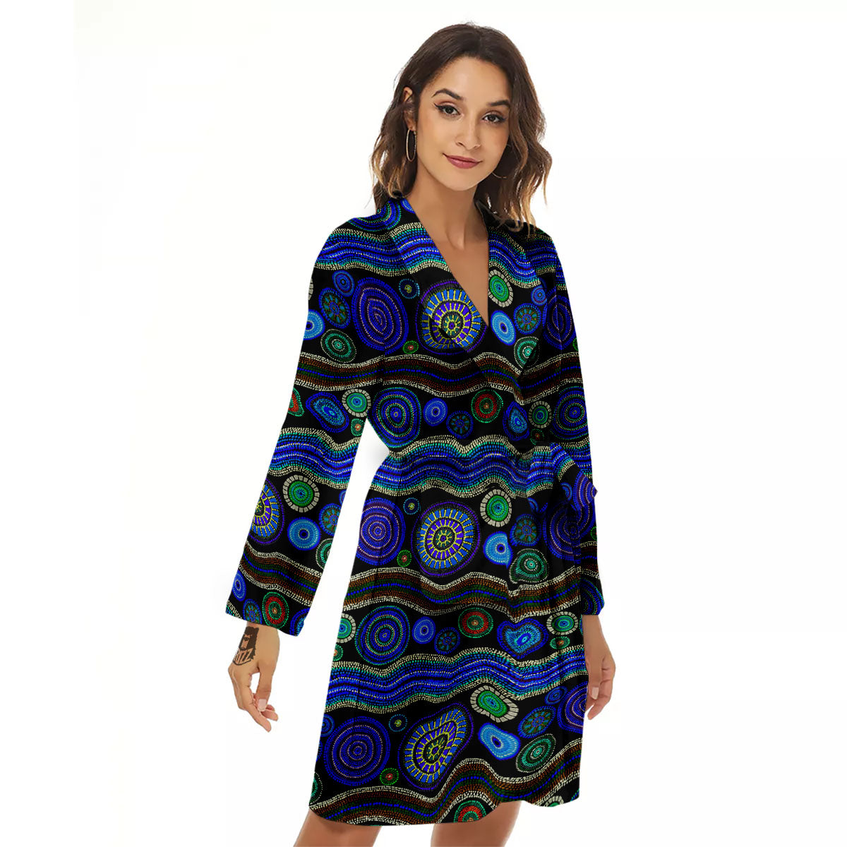 Aboriginal Dot Australian Print Women's Robe-grizzshop