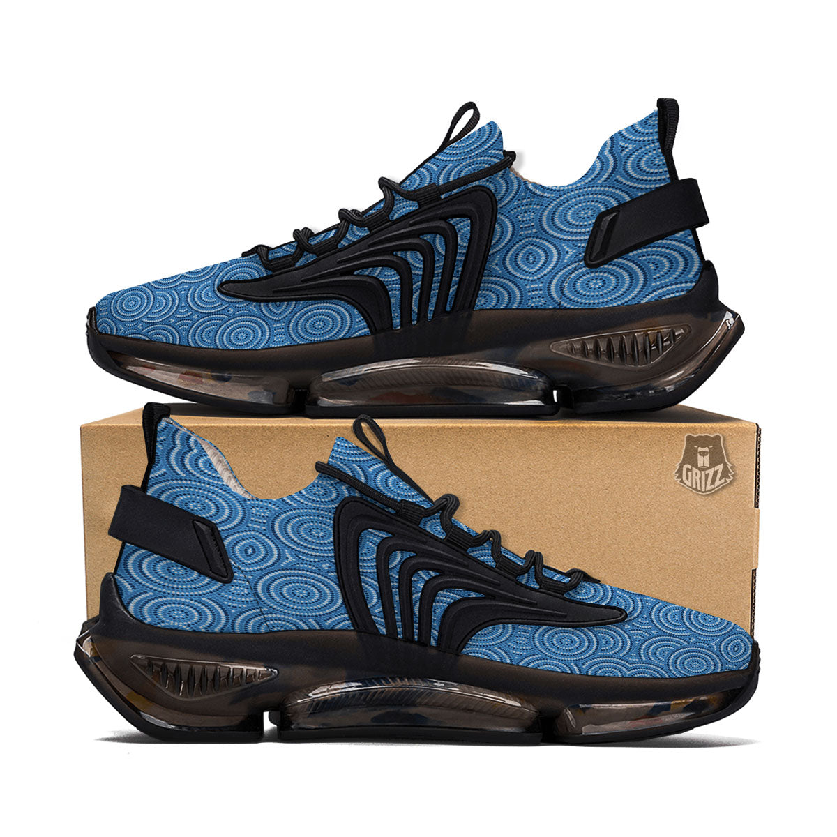 Aboriginal Dot Blue Print Pattern Black Gym Shoes-grizzshop