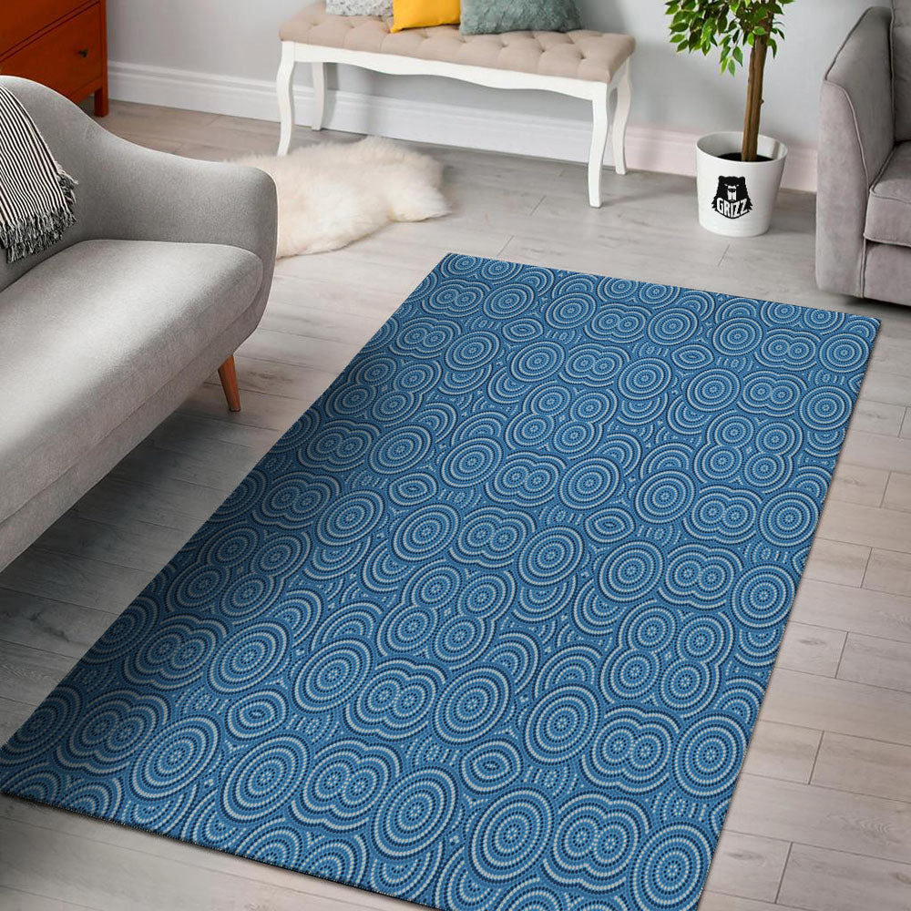 Aboriginal Dot Blue Print Pattern Floor Mat-grizzshop