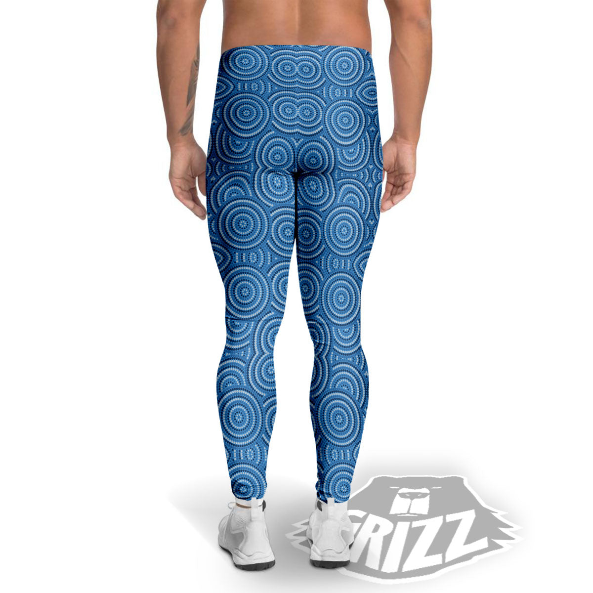 Aboriginal Dot Blue Print Pattern Men's Leggings-grizzshop