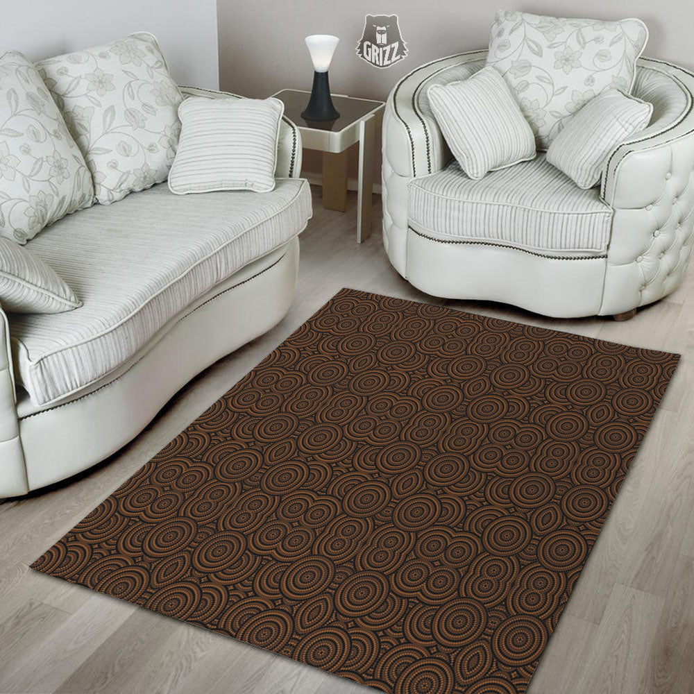 Aboriginal Dot Brown Print Pattern Floor Mat-grizzshop